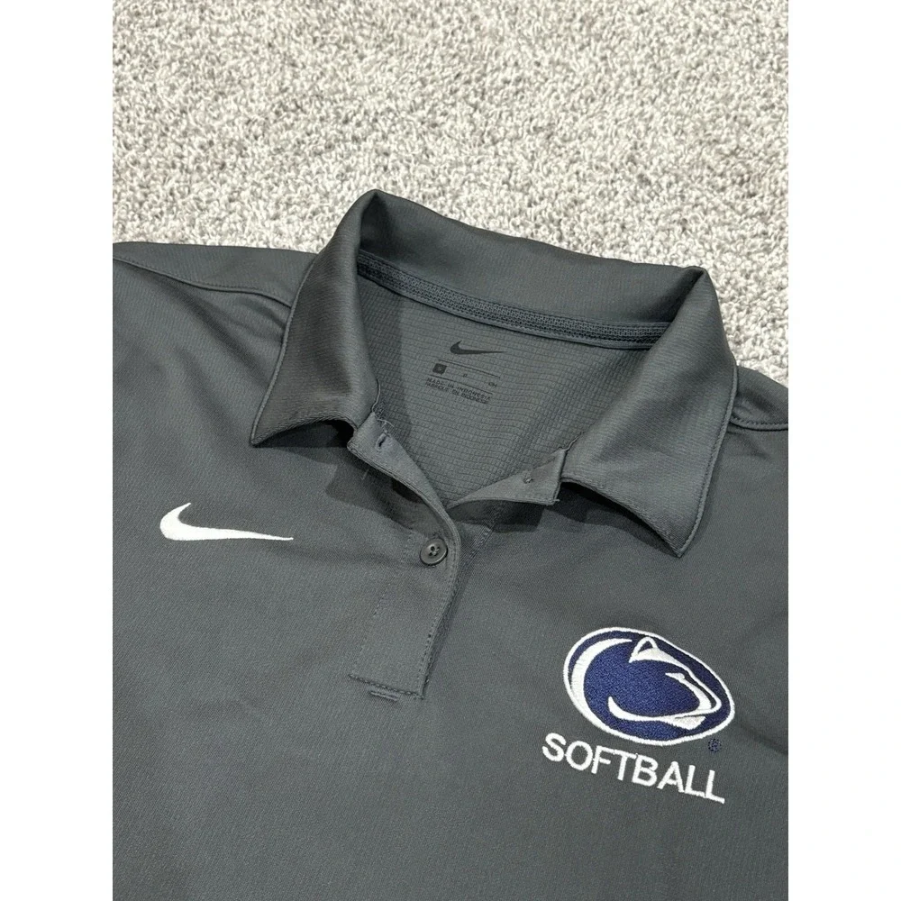 Nike PSU Penn State University Softball Gray Polo Shirt Women's Size Small Shirt